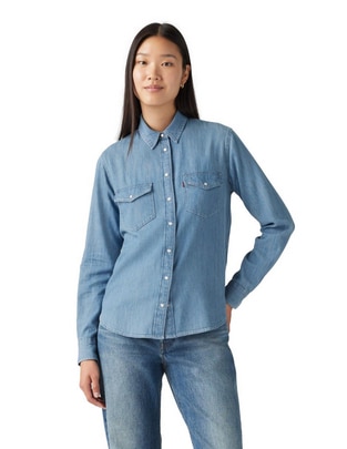 Blusa cuello redondo medio manga larga de algodón