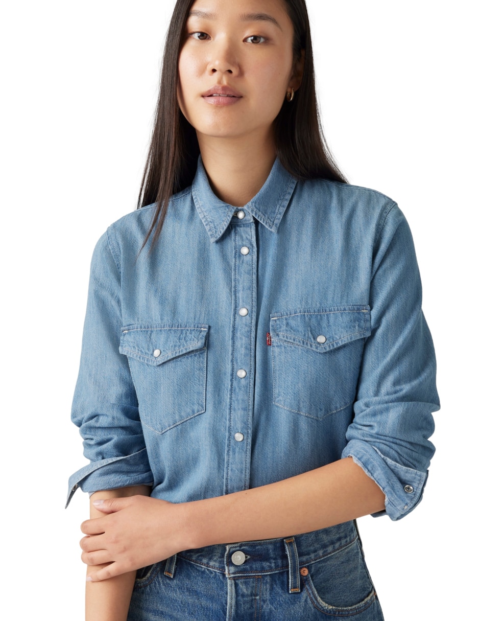Blusa cuello redondo medio manga larga de algodón 3