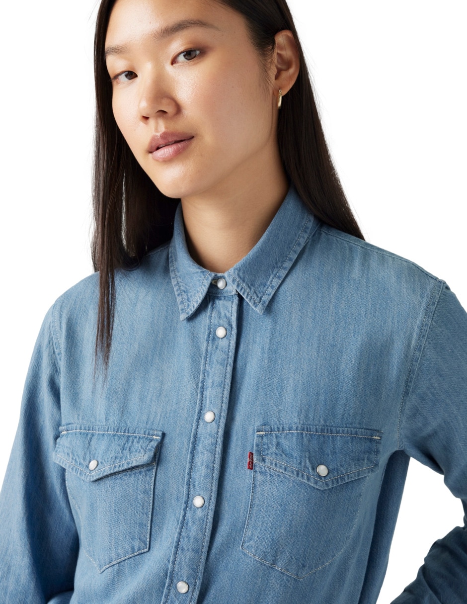 Blusa cuello redondo medio manga larga de algodón 2
