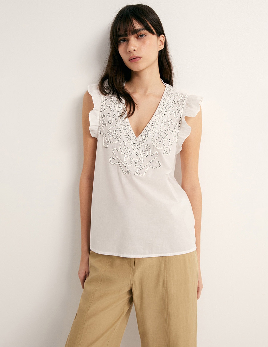 Blusa Sfera cuello V manga corta