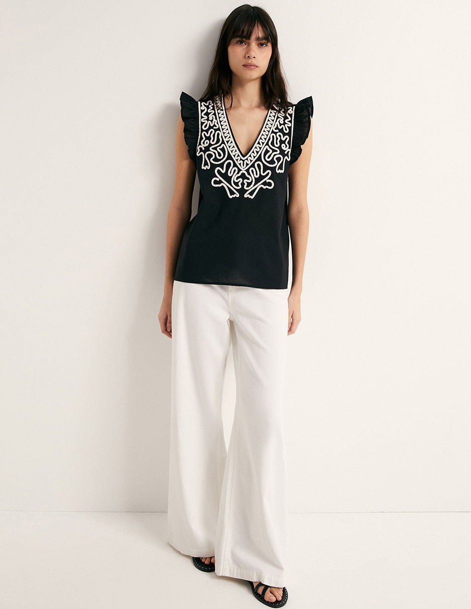 Blusa Sfera cuello V manga corta