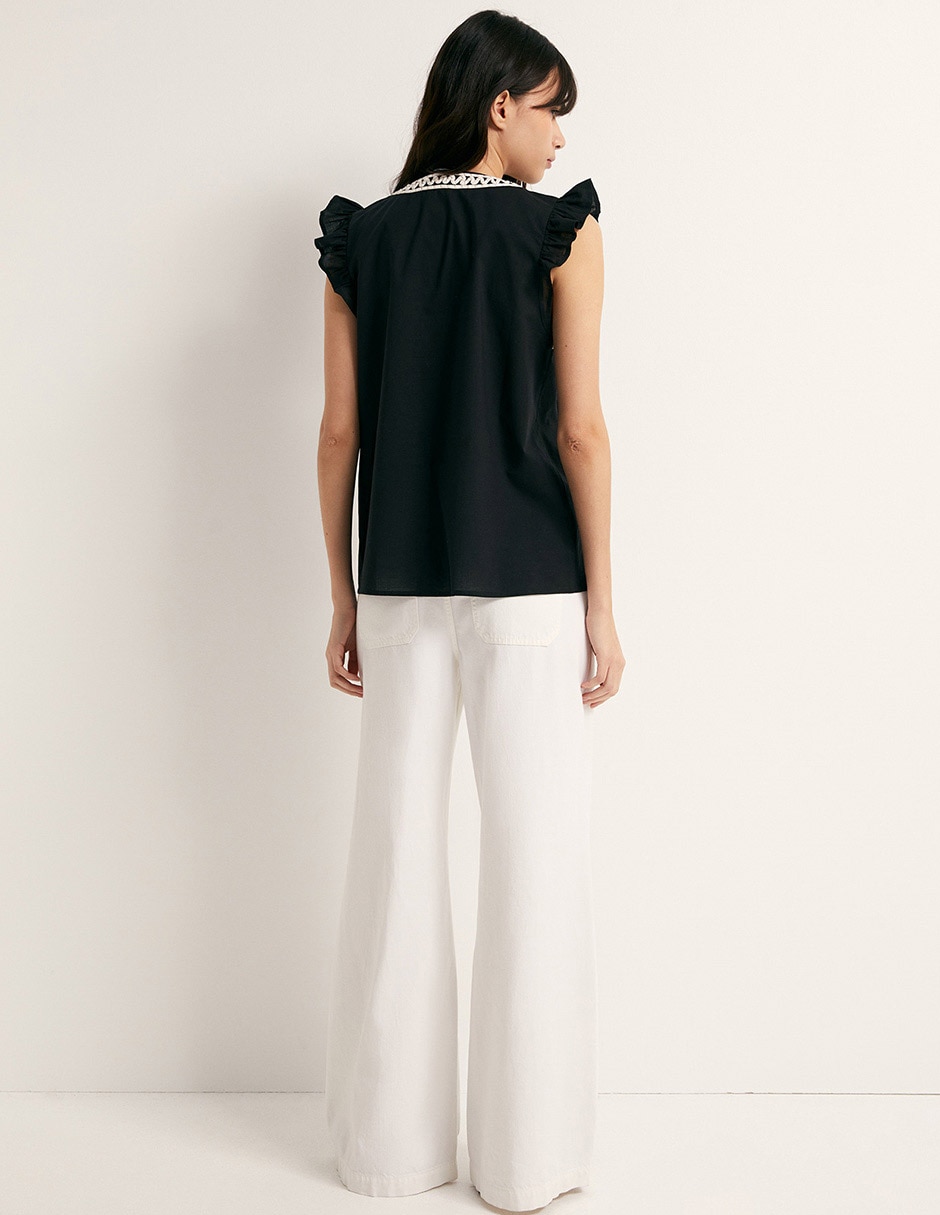 Blusa Sfera cuello V manga corta