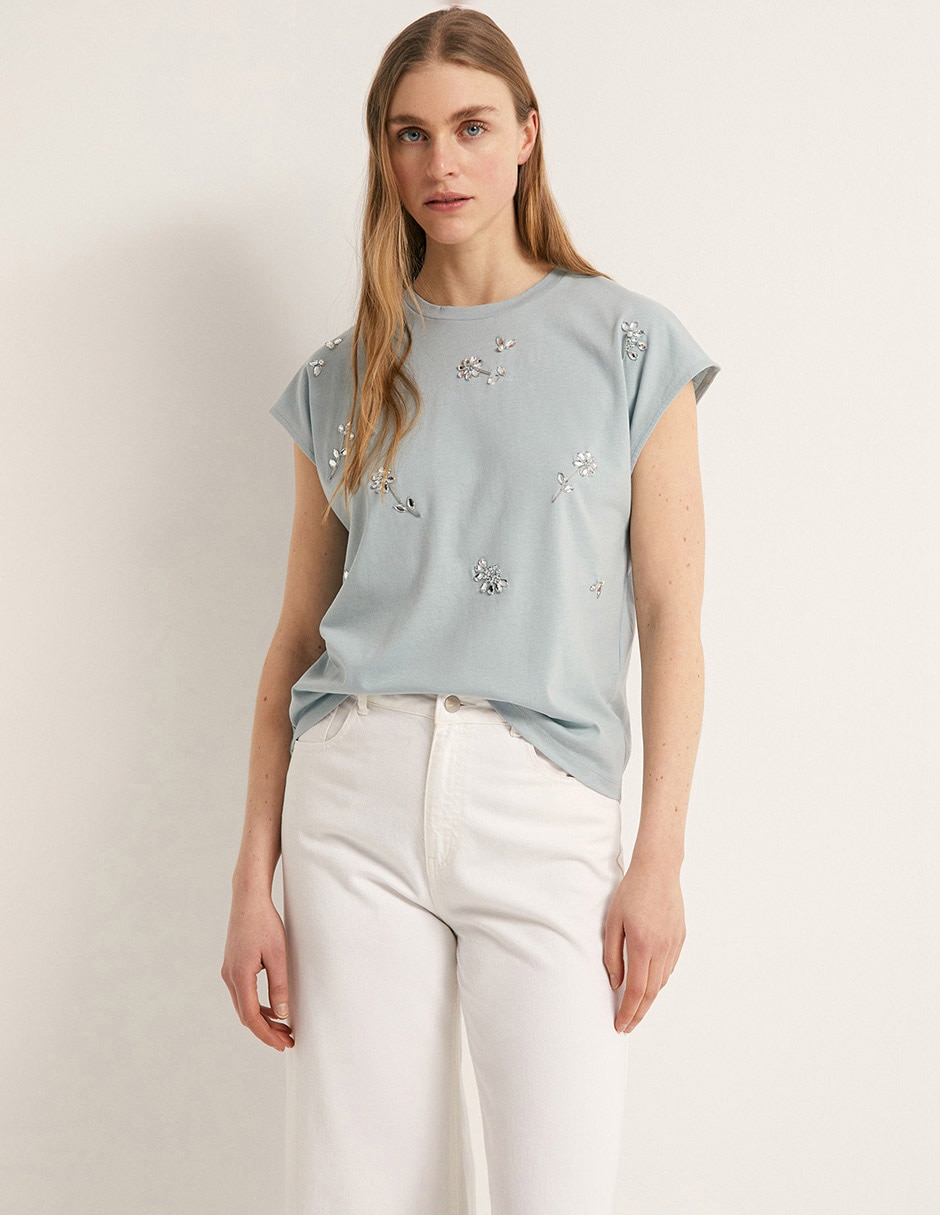 Camiseta Sfera Cuello Redondo Manga Corta De Algodón