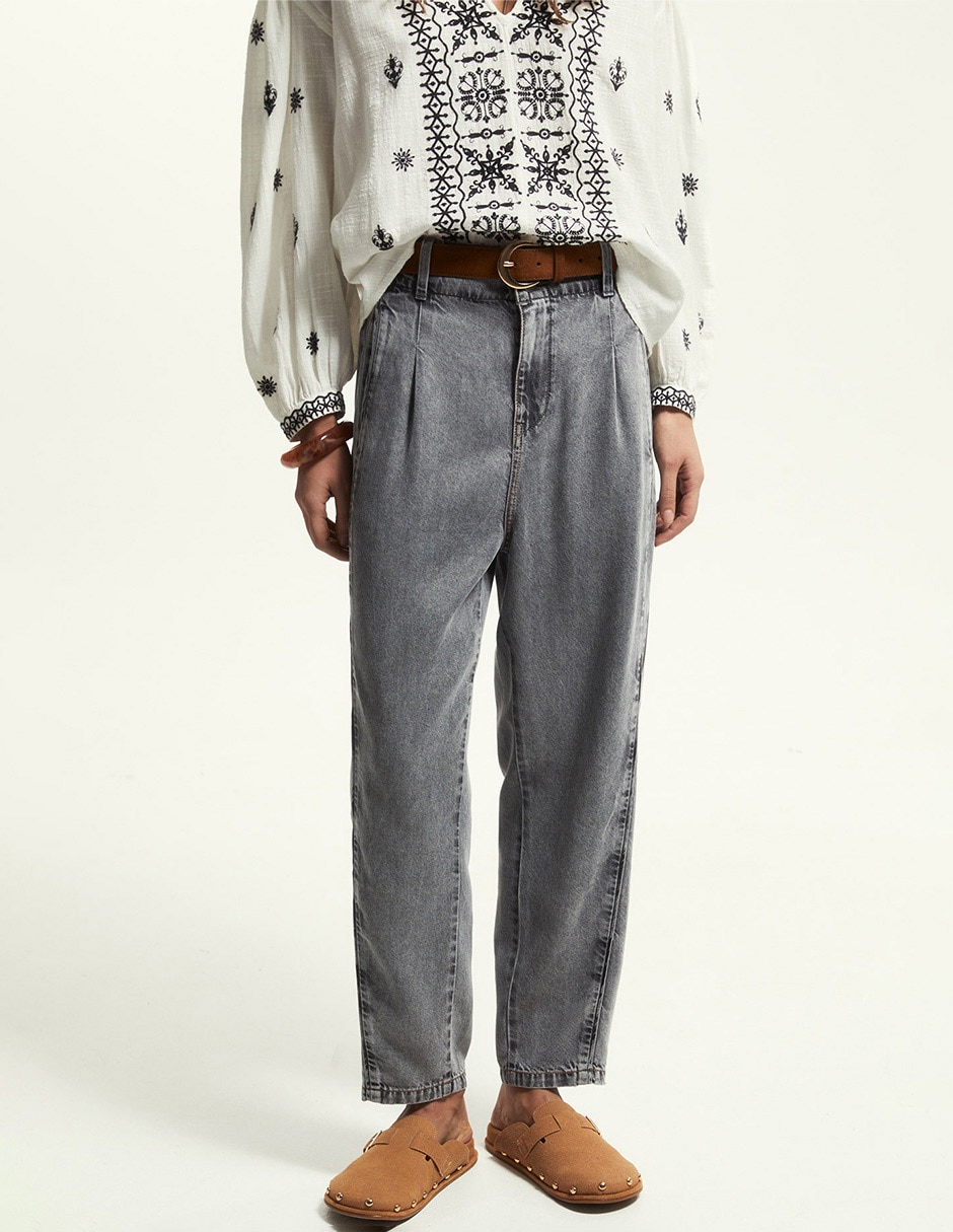 Jeans chino wide leg para mujer 4